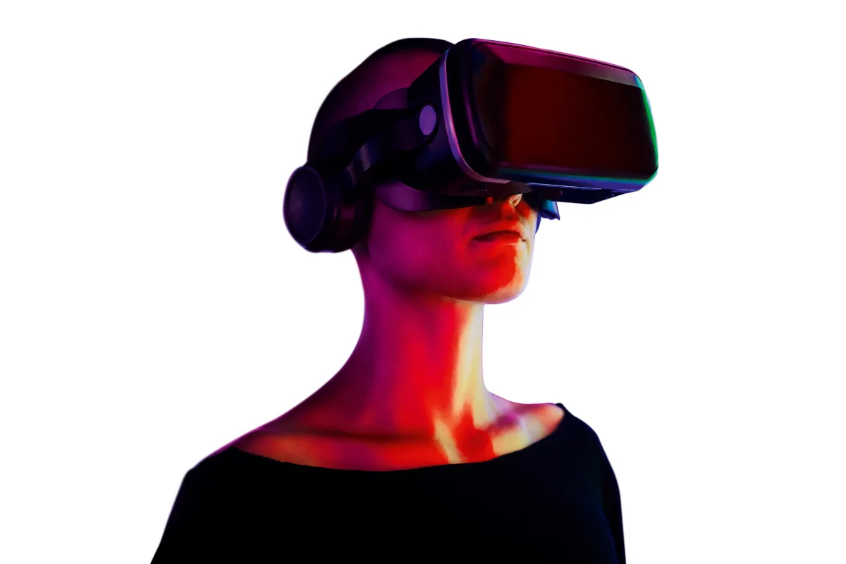 17-worst-ideas-21st-century-metaverse Person wearing a virtual reality headset.
